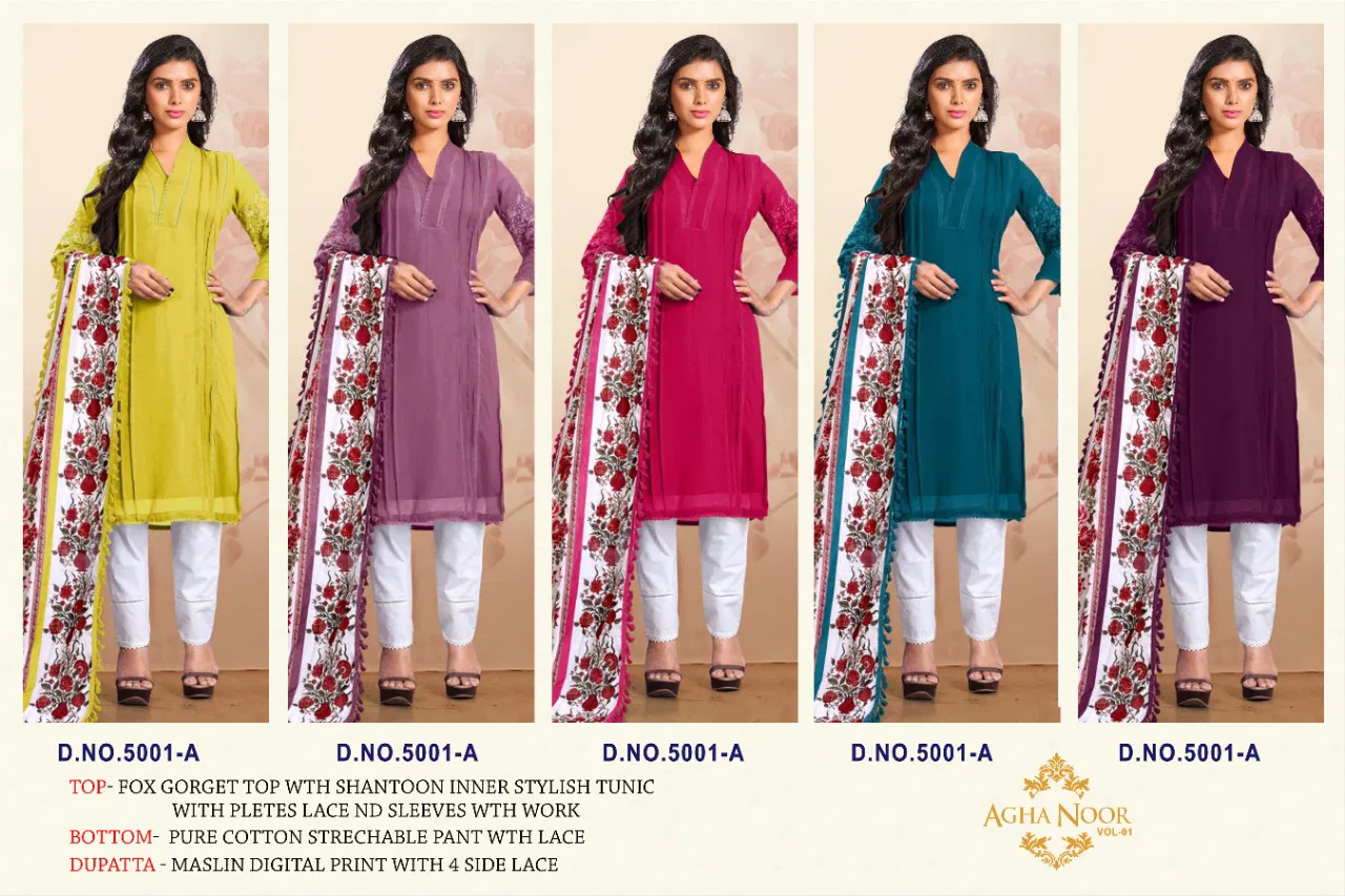 Agha Noor 5001 New Exclusive Wear Heavy Georgette Ready Made Collection